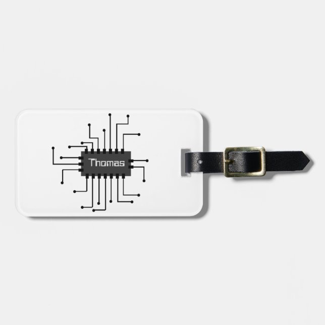 Personalized Computer IC Chip Image Luggage Tag (Front Horizontal)