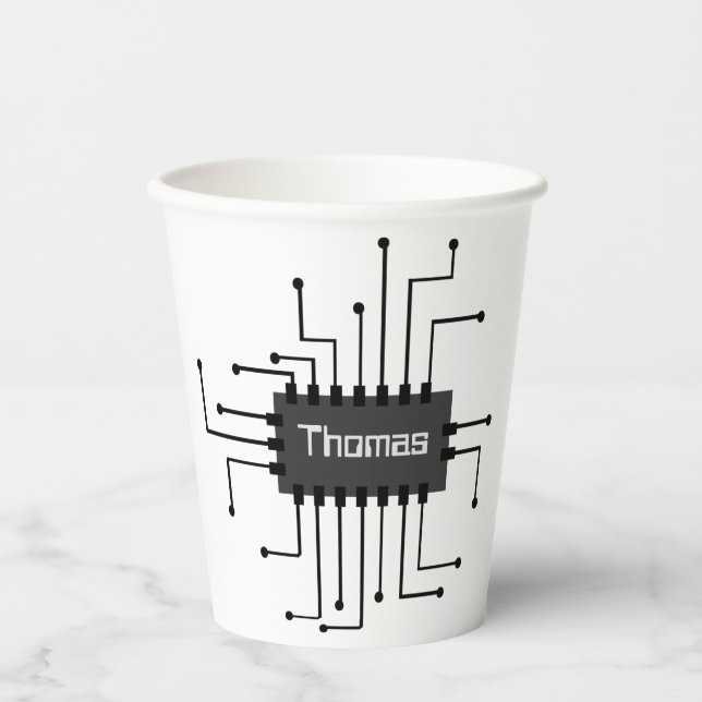 Personalized Computer IC Chip Image Paper Cups (Front)