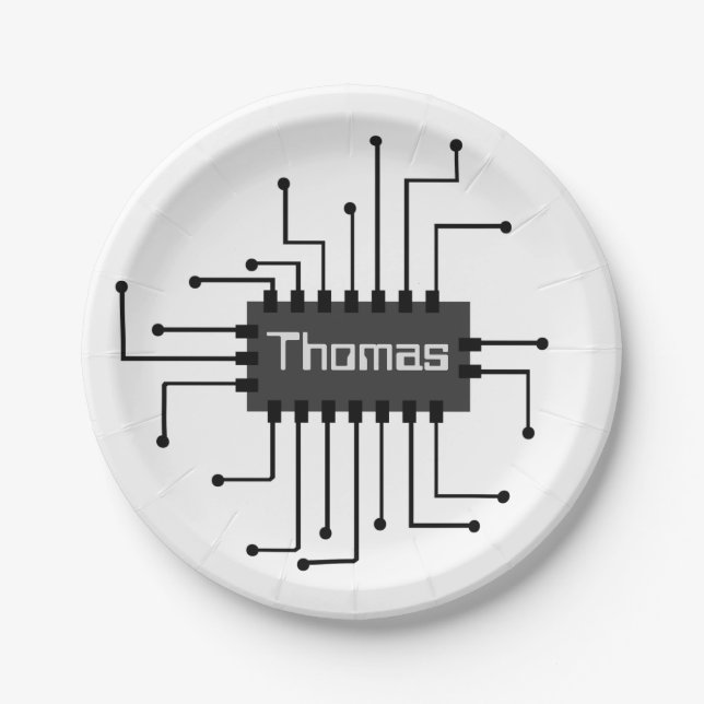 Personalized Computer IC Chip Image Paper Plate (Front)