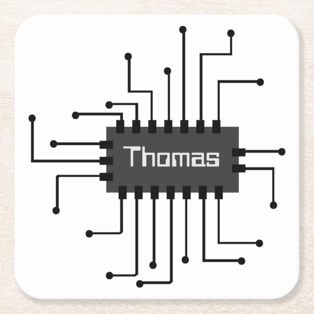 Personalized Computer IC Chip Image Square Paper Coaster (Front)