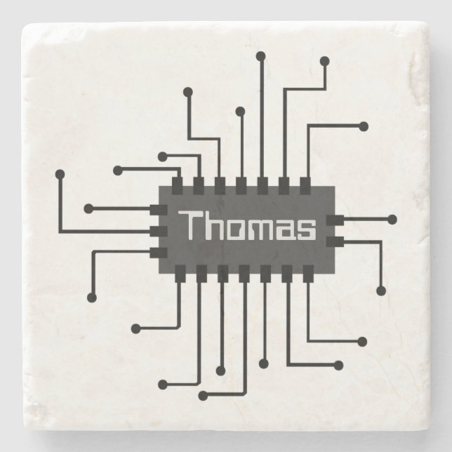 Personalized Computer IC Chip Image Stone Coaster (Front)