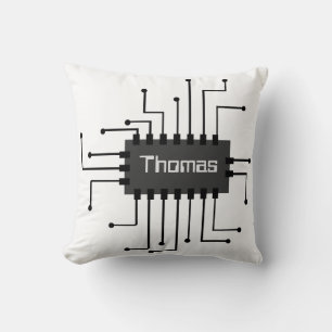 Personalized Computer IC Chip Image Throw Pillow