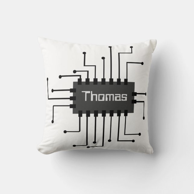 Personalized Computer IC Chip Image Throw Pillow (Front)
