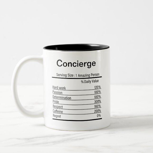 Personalized Concierge Nutrition Facts    Two-Tone Coffee Mug (Left)
