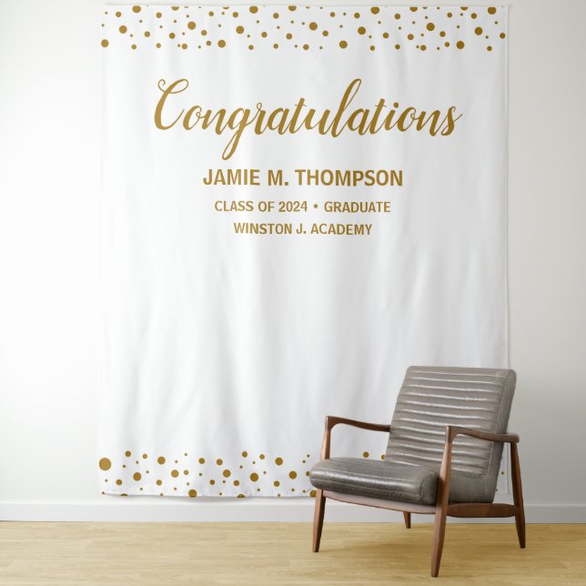 Personalized Confetti Congratulations Graduate  Tapestry (In Situ)
