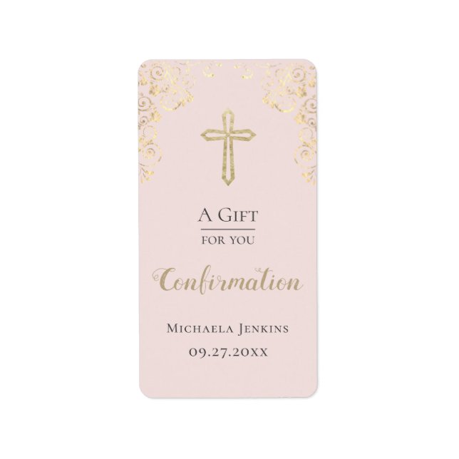 Personalized Confirmation Blush Hand Sanitizer Label (Front)