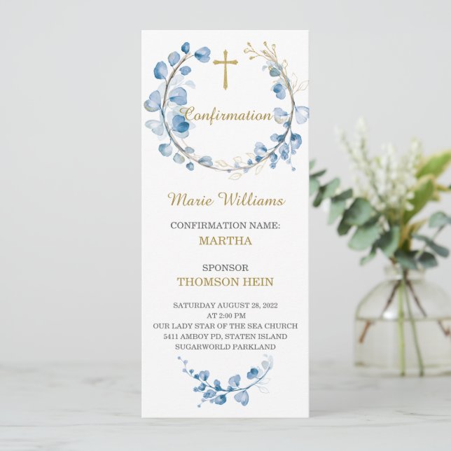 Personalized  Confirmation Boy Prayer Card (Standing Front)