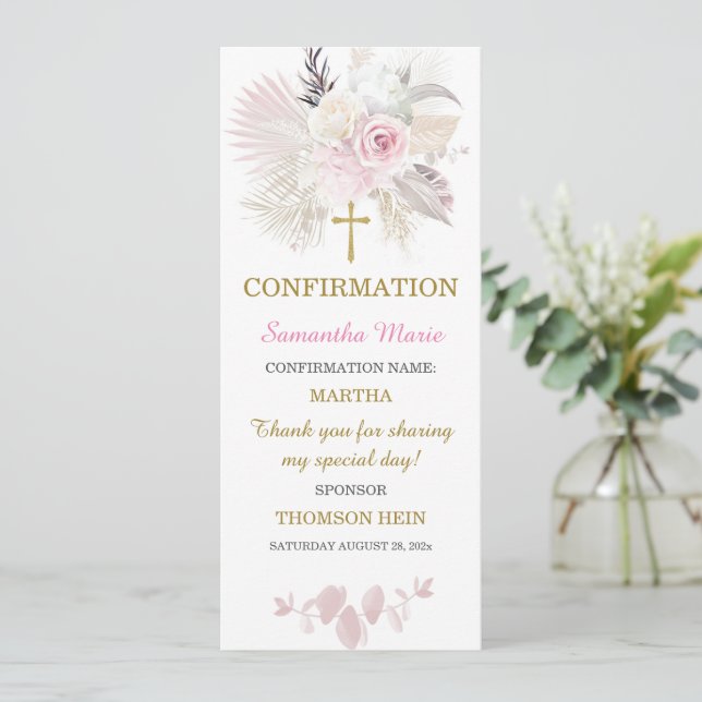 Personalized  Confirmation Girl Prayer  Card (Standing Front)