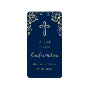 Personalized Confirmation Gold Hand Sanitizer  Lab Label