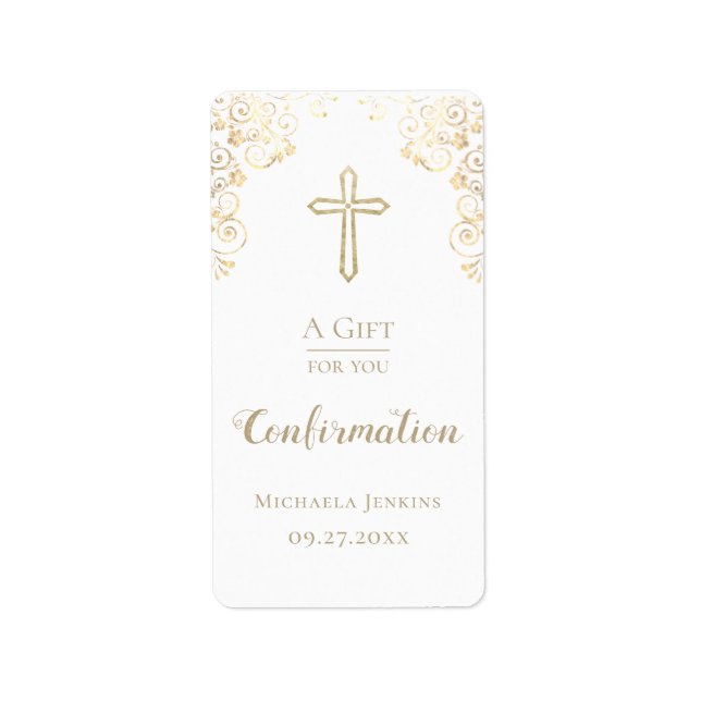 Personalized Confirmation Gold Hand Sanitizer  Label (Front)