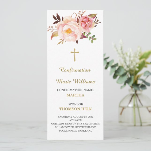 Personalized  Confirmation  Prayer  Card (Standing Front)