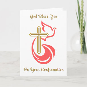 Personalized Confirmation Watercolor Cross Dove Card