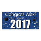 Personalized Congrats Graduate Party Banner Blue