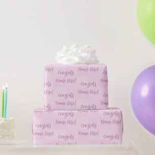Personalized Congrats Greyish Pink, Light Mauve Wrapping Paper