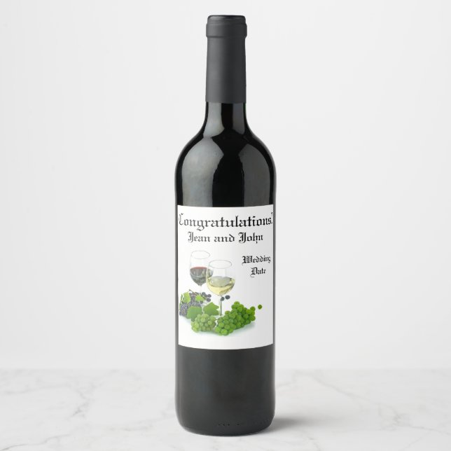 Personalized Congrats Wedding Wine Bottle Label (Front)
