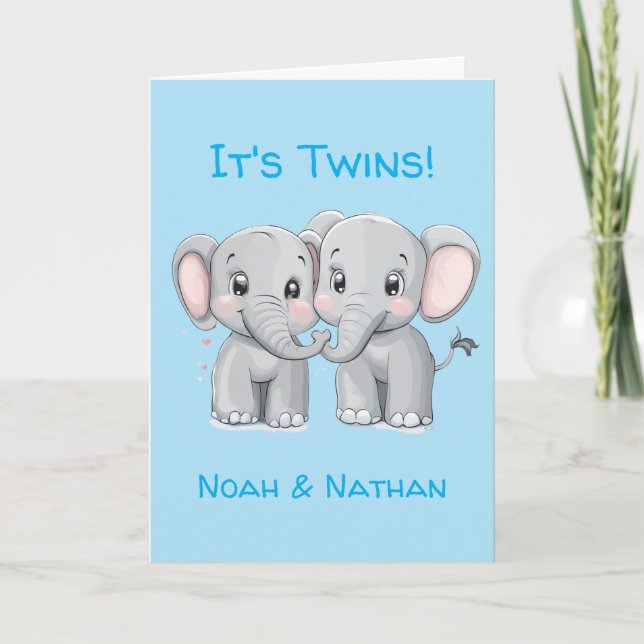 Personalized Congratulations Card, Twin Babies  Card (Front)