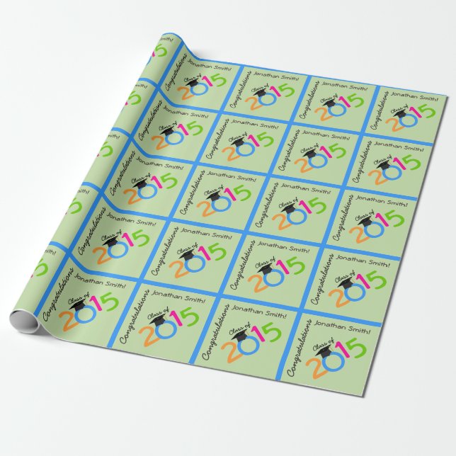 Personalized Congratulations Class of 2015 Wrapping Paper (Unrolled)