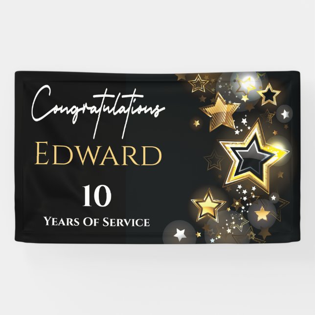 Personalized Congratulations Custom Gold Star Banner (Horizontal)