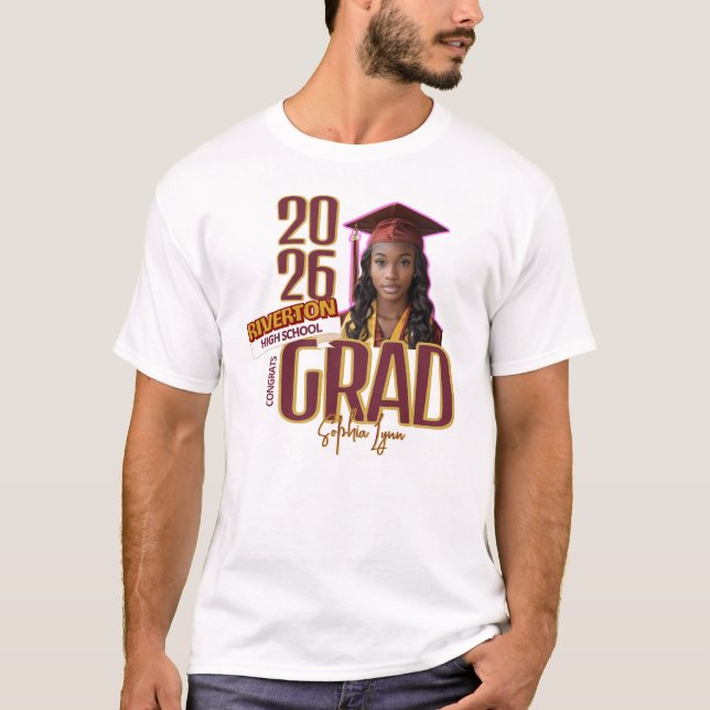 Personalized Congratulations Grad Class of 2026 T-Shirt (Front)