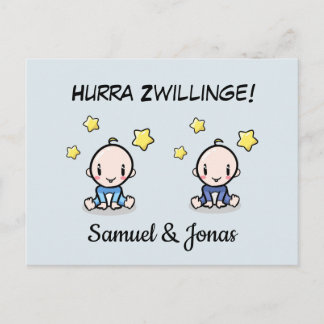 Personalized Congratulations on the Birth of Twins Postcard