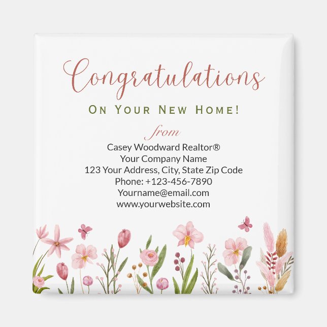 Personalized Congratulations Realtor Floral Magnet (Front)