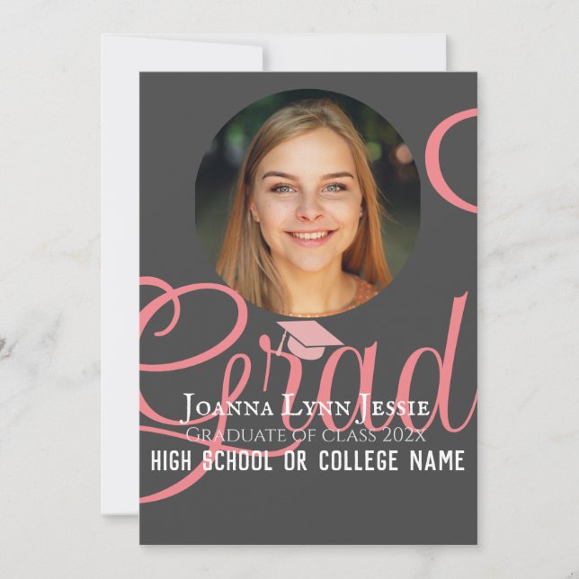 Personalized Congratulations script Graduate Photo Card (Front)