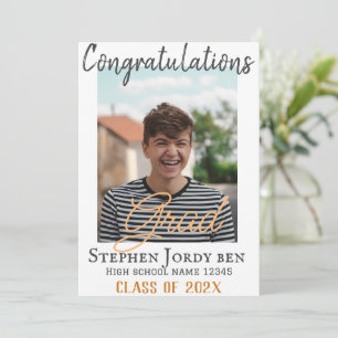 Personalized Congratulations script Graduate Photo Holiday Card