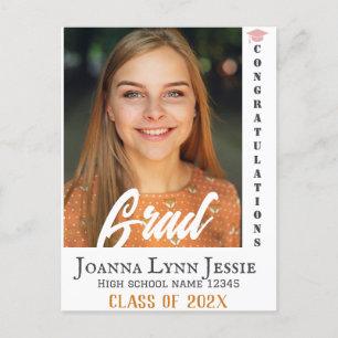 Personalized Congratulations script Graduate Photo Holiday Postcard