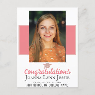 Personalized Congratulations script Graduate Photo Postcard