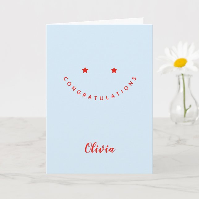 Personalized Congratulations, Star Smiley Face Card (Small Plant)