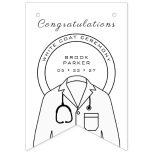 Personalized Congratulations White Coat Ceremony  Bunting Flags
