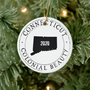 Personalized Connecticut Christmas Ornament! Ceramic Ornament
