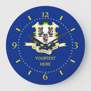 Personalized Connecticut State Flag Design on Large Clock