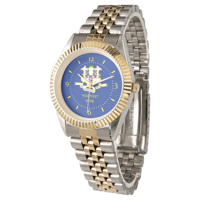 Personalized Connecticut State Flag Watch Design (Angled)