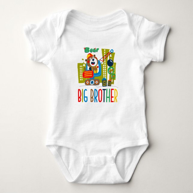 Personalized Construction Big Brother Baby Bodysuit (Front)