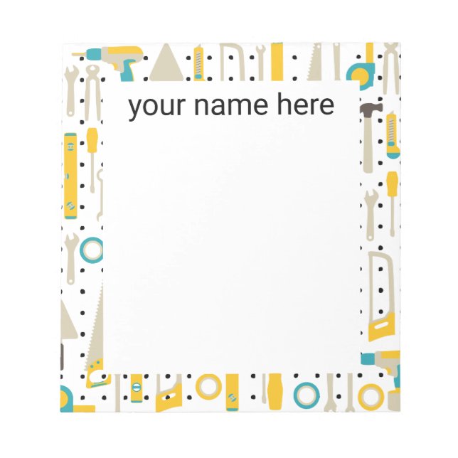 Personalized Construction Tools Notepad (Front)