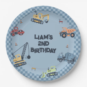 Personalized Construction Truck Birthday Party Pla Paper Plate