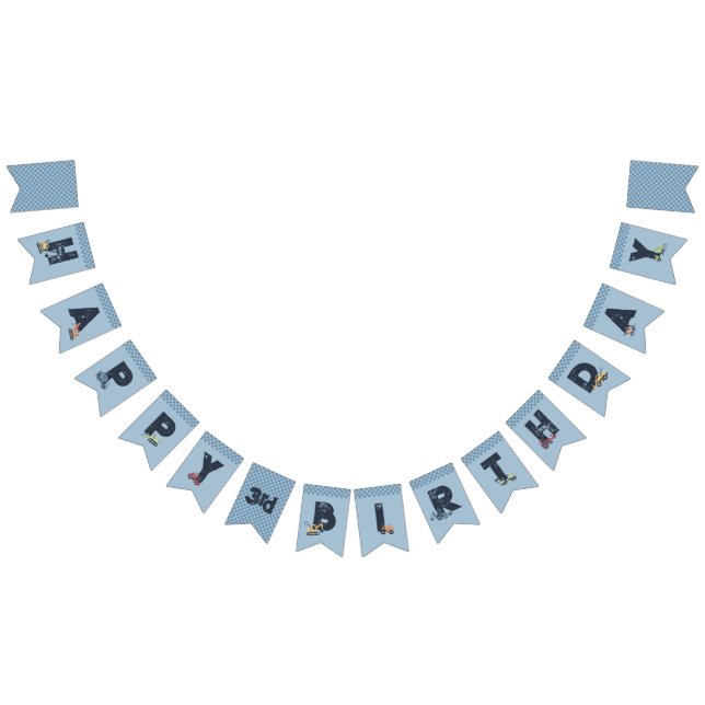 Personalized Construction Truck Happy Birthday Bunting Flags (All)