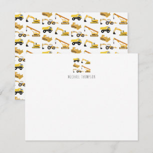 Personalized Construction Trucks Children's Card