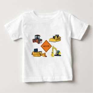 Personalized Construction Vehicles Illustrations Baby T-Shirt