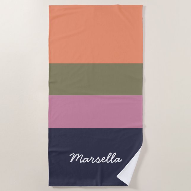 Personalized Contemporary Candy Bar Hoop Beach Towel (Front)