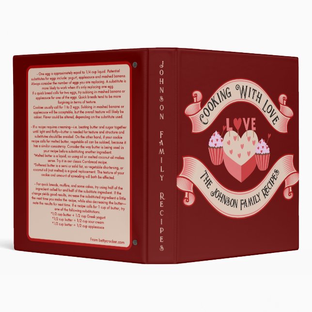 Personalized Cookbook Binder, Cooking With Love. Binder (Background)