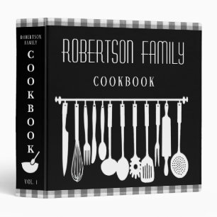 Personalized Cookbook for Recipes Black and White Binder