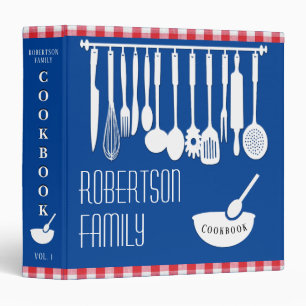 Personalized Cookbook for Recipes Gingham 3 Ring B Binder