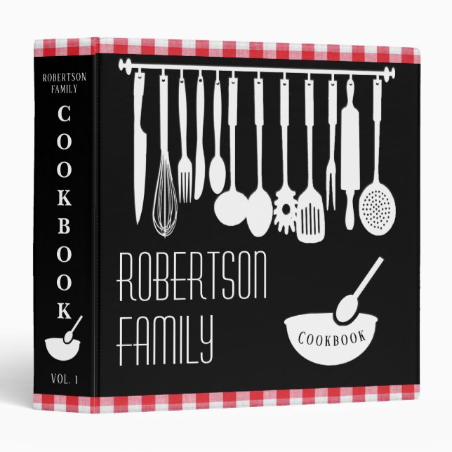 Personalized Cookbook for Recipes Gingham Binder (Front/Spine)
