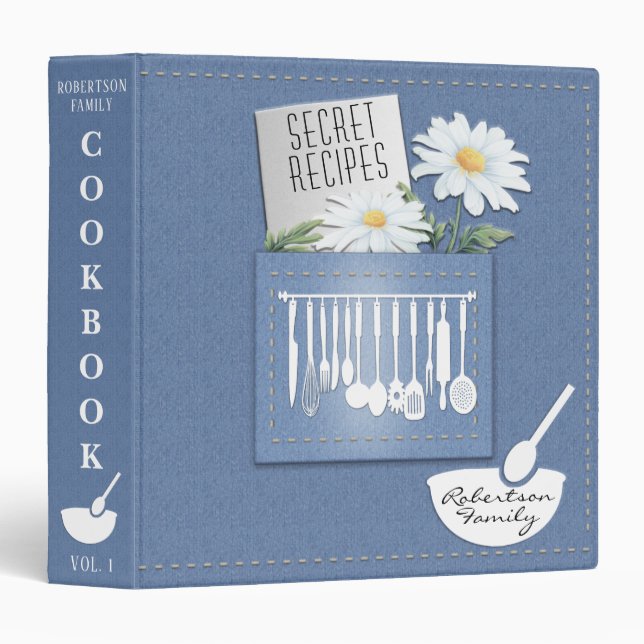 Personalized Cookbook for Recipes Jean & Daisy Binder (Front/Spine)