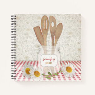 Personalized Cookbook for Recipes Red Chequered Notebook