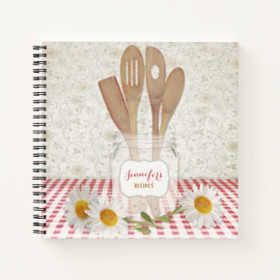 Personalized Cookbook for Recipes Red Chequered Notebook