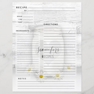 Personalized Cookbook Mason Jar Recipe Insert