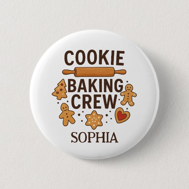 Personalized Cookie Baking Crew – Custom Name 2 Inch Round Button (Front)